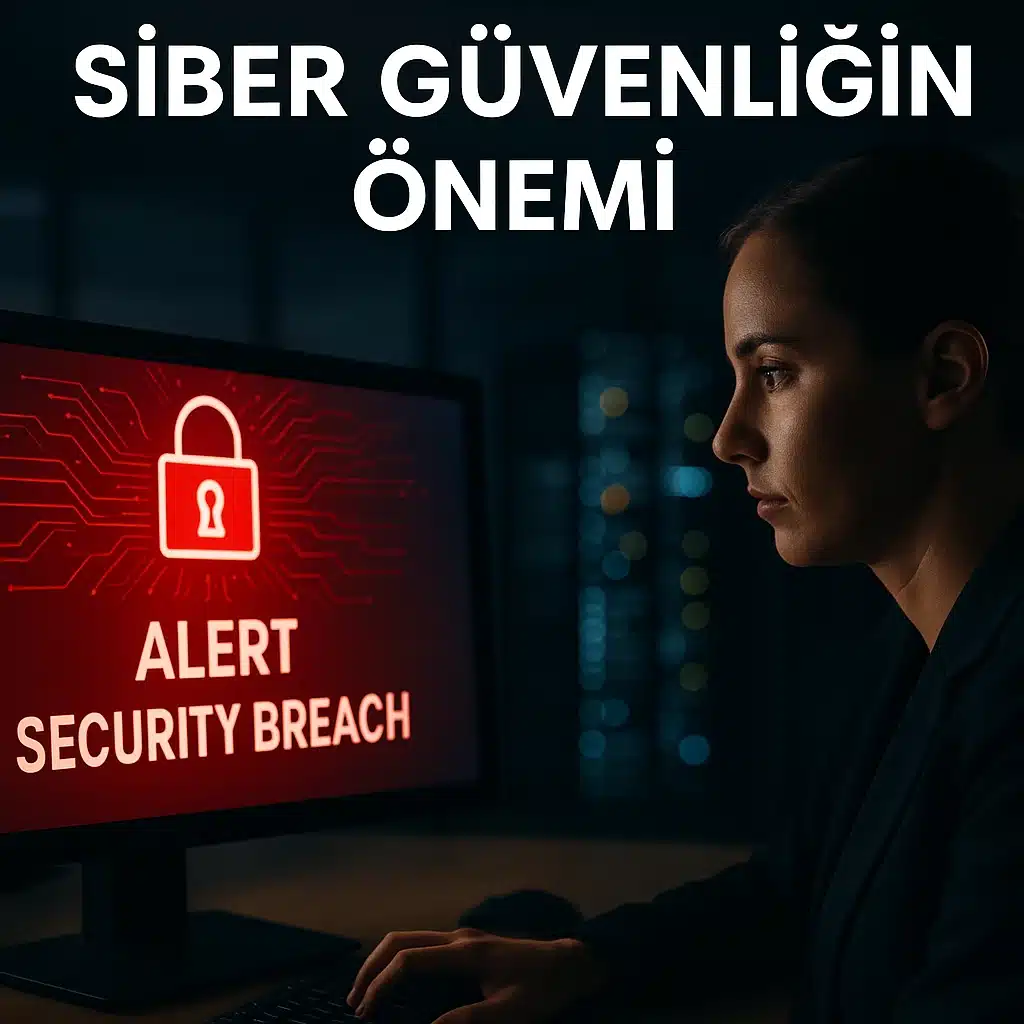 Siber Güvenlik Nedir? 2025 Rehberi – Türleri, Önlemleri ve Uzman Tavsiyeleri Siber güvenlik nedir? Siber güvenlik uzmanı bilgisayar ekranında kırmızı güvenlik ihlali uyarısını inceliyor.