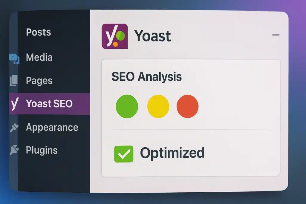 Yoast mı RankMath mi? 2025’te WordPress SEO için Hangisini Seçtim ve Neden? Yoast SEO eklentisinin WordPress üzerindeki ayar ekranı ve yeşil SEO puanı göstergesi